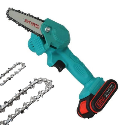 Kompakte Elektro-Kettensäge - akkubetriebenes Sägen mit einer Hand