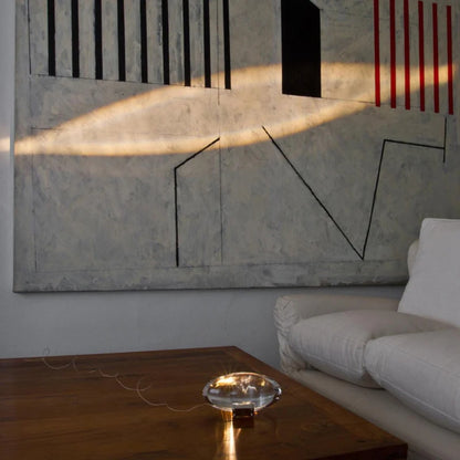 Kristallklare Tischlampe – Ovales Glasdesign & Ambientebeleuchtung mit Prismeneffekt