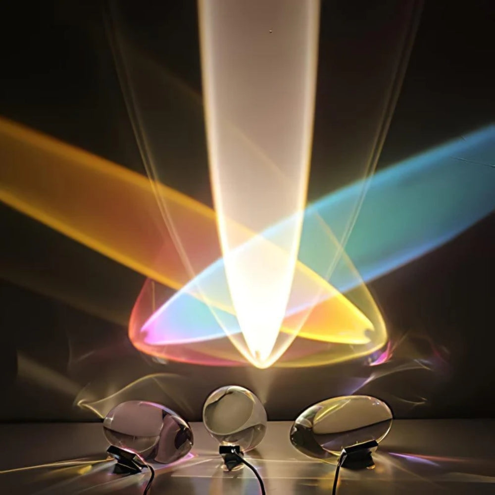 Kristallklare Tischlampe – Ovales Glasdesign & Ambientebeleuchtung mit Prismeneffekt