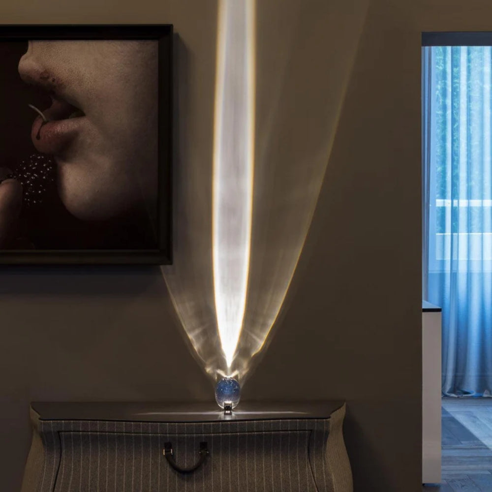 Kristallklare Tischlampe – Ovales Glasdesign & Ambientebeleuchtung mit Prismeneffekt