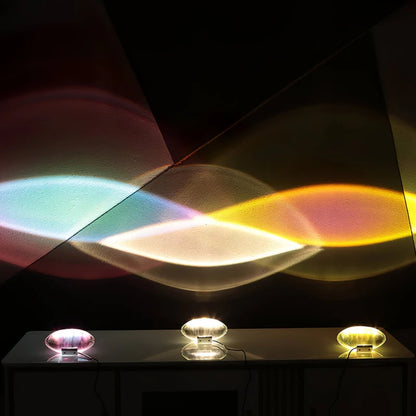 Kristallklare Tischlampe – Ovales Glasdesign & Ambientebeleuchtung mit Prismeneffekt
