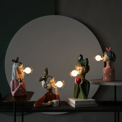 Kunsthandwerker Schwester Mini-Figuren-Tischlampe – Dekorative Schreibtischbeleuchtung