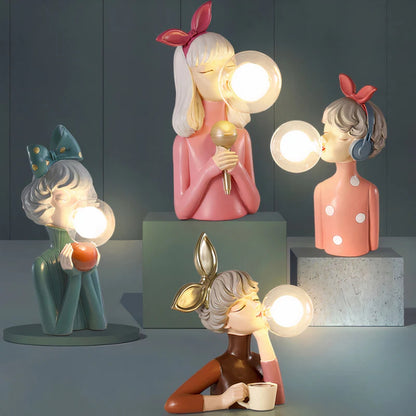 Kunsthandwerker Schwester Mini-Figuren-Tischlampe – Dekorative Schreibtischbeleuchtung