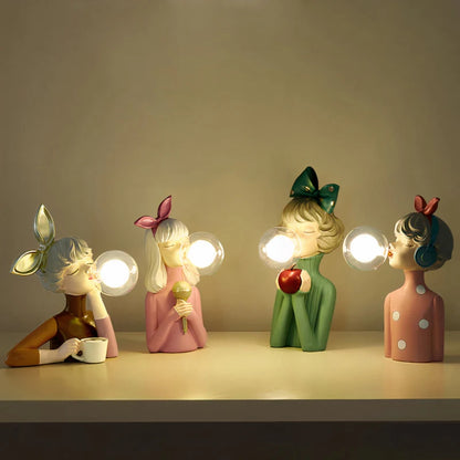 Kunsthandwerker Schwester Mini-Figuren-Tischlampe – Dekorative Schreibtischbeleuchtung