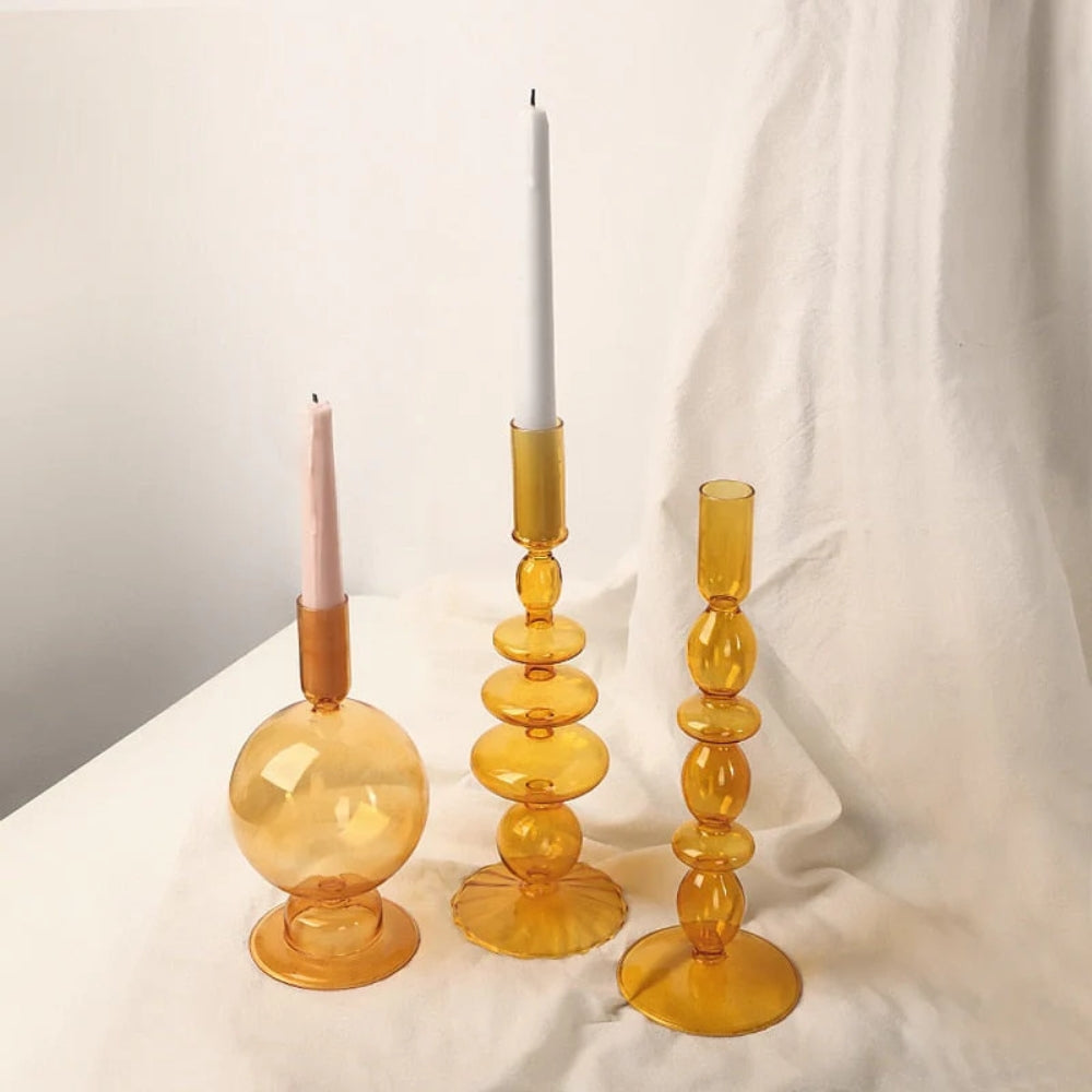 Lebendige Farbe Glas Kerzenhalter - Vintage-inspiriert
