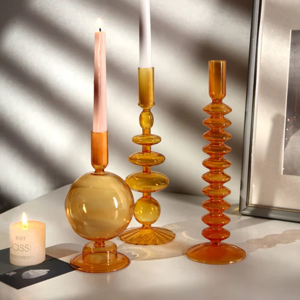 Lebendige Farbe Glas Kerzenhalter - Vintage-inspiriert