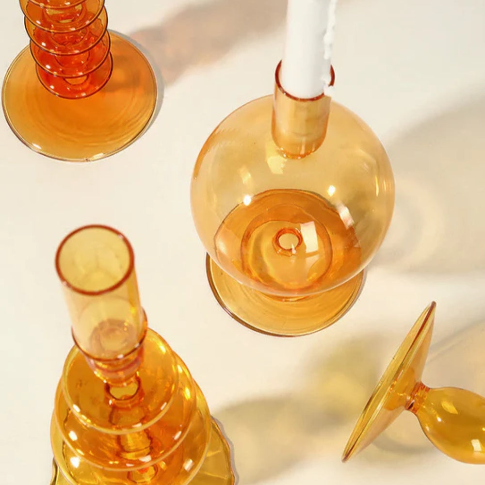 Lebendige Farbe Glas Kerzenhalter - Vintage-inspiriert
