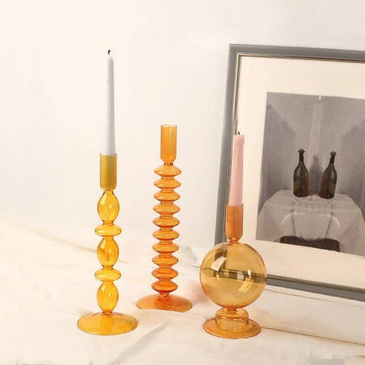 Lebendige Farbe Glas Kerzenhalter - Vintage-inspiriert