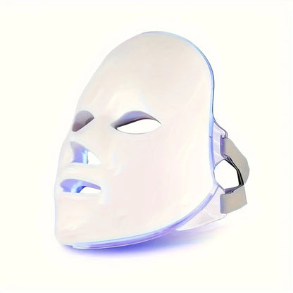 LED Rotlichtlampe Weiß Maske – Gesichtsmaske mit Einstellbaren 7-Farbigen Lichteffekten