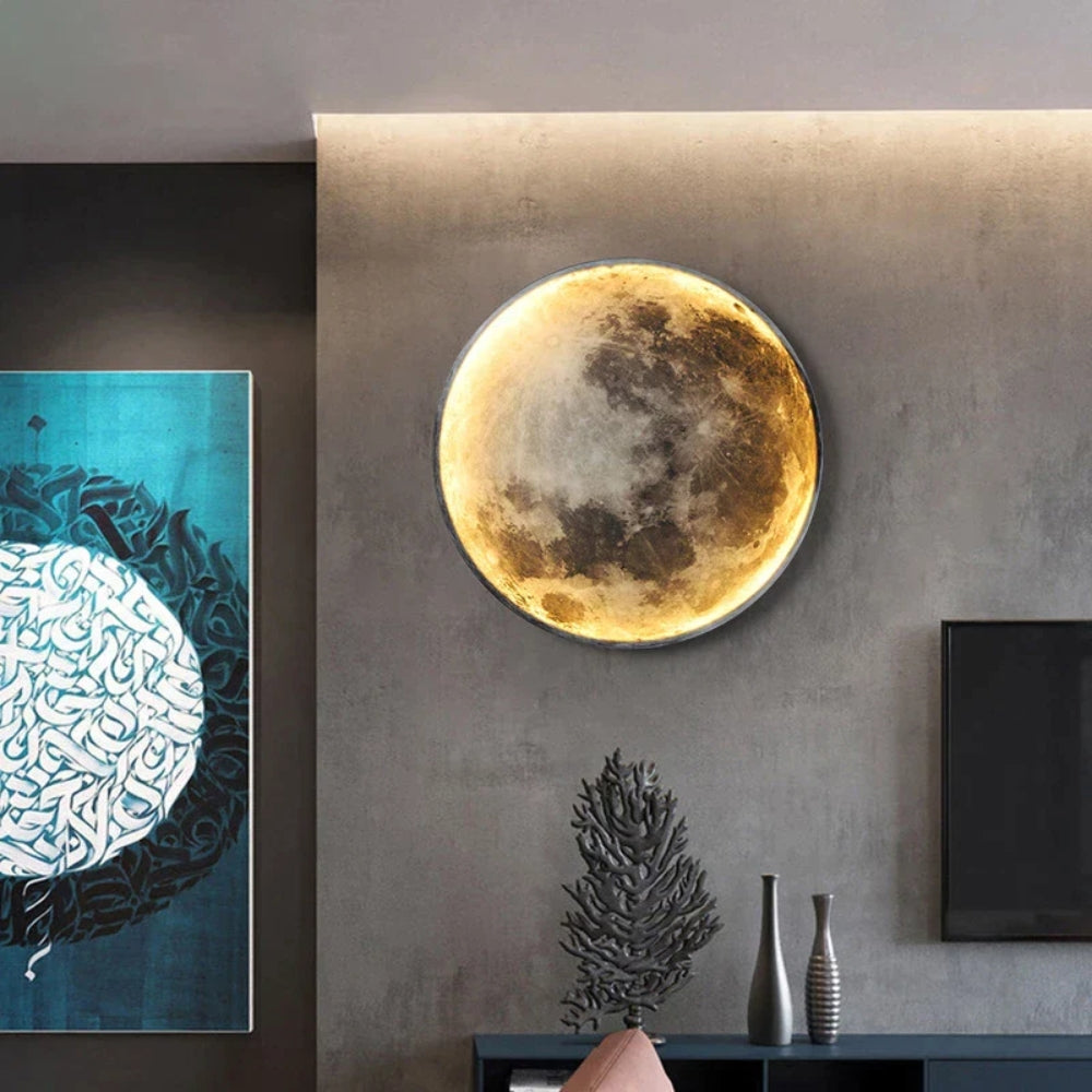 LED Wandlampe – 3D Mondoberfläche & Anpassbare Lichtfarbe