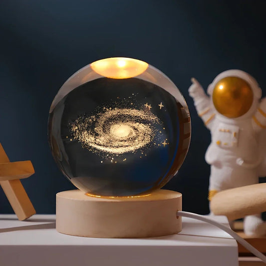 Leuchtende Kristallkugel-LED-Tischlampe – 3D-Graviertes Nachtlicht