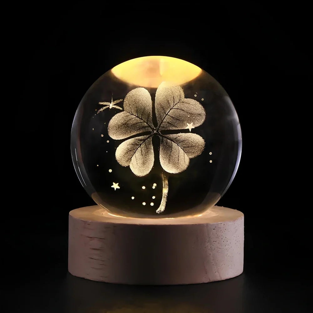 Leuchtende Kristallkugel-LED-Tischlampe – 3D-Graviertes Nachtlicht