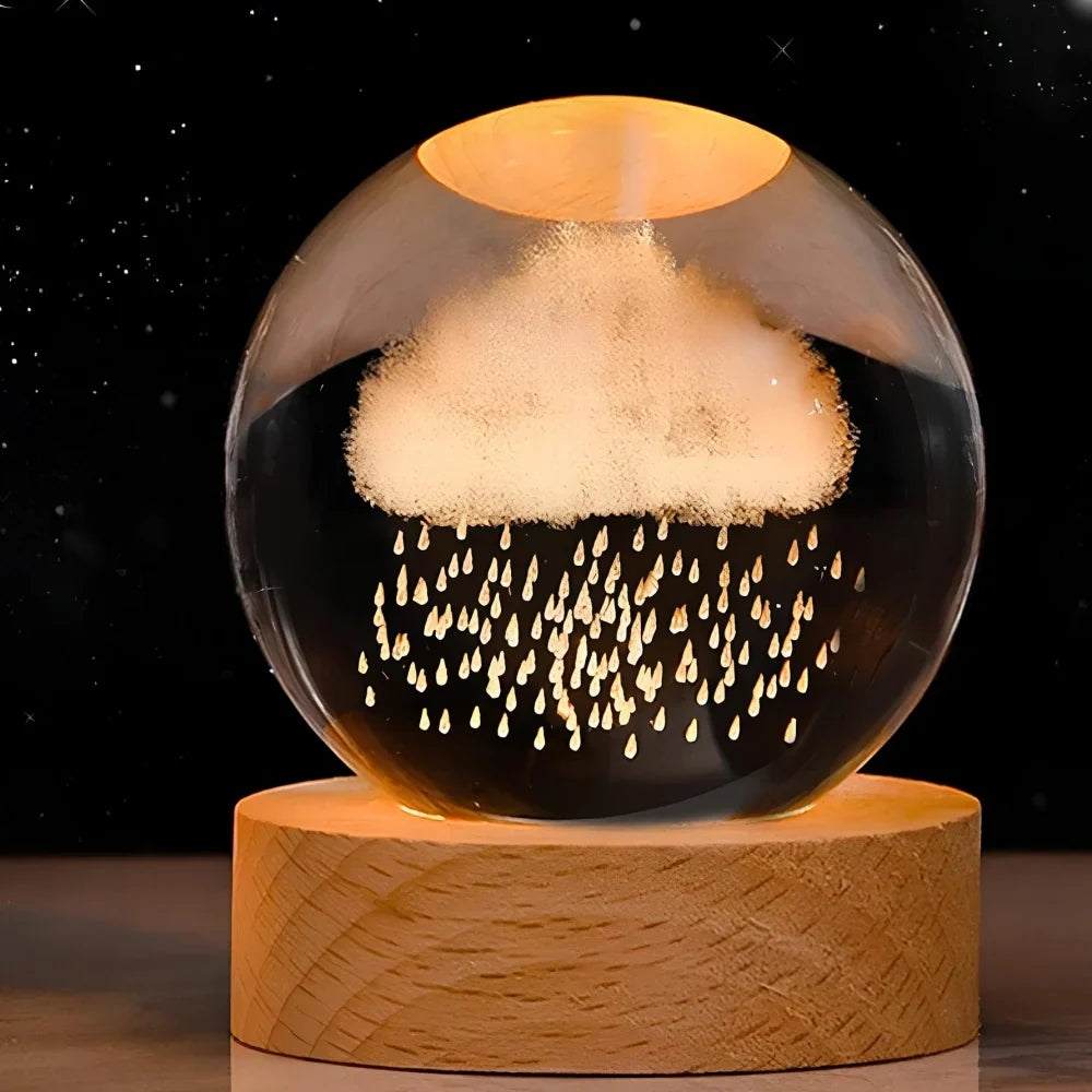 Leuchtende Kristallkugel-LED-Tischlampe – 3D-Graviertes Nachtlicht