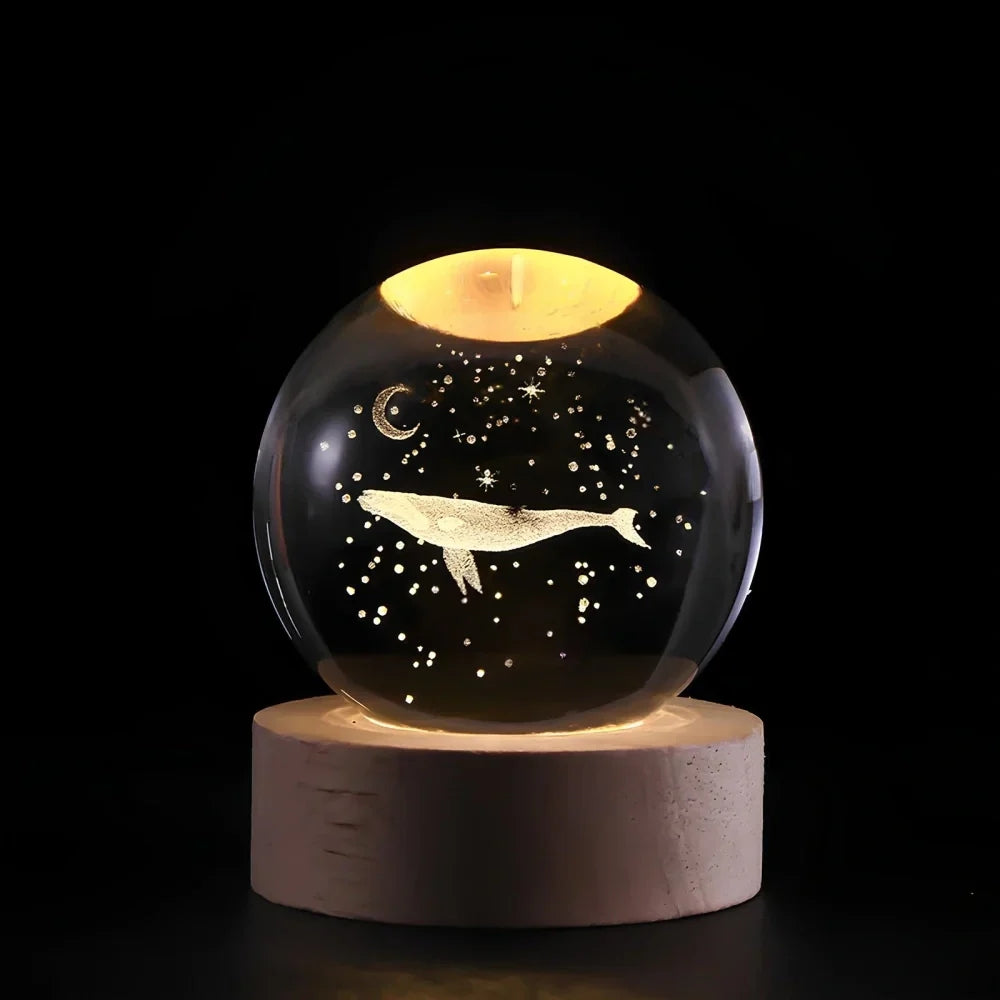 Leuchtende Kristallkugel-LED-Tischlampe – 3D-Graviertes Nachtlicht