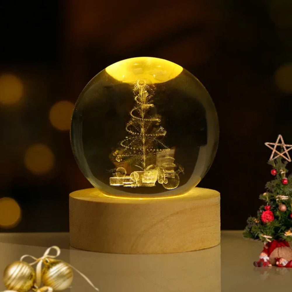 Leuchtende Kristallkugel-LED-Tischlampe – 3D-Graviertes Nachtlicht
