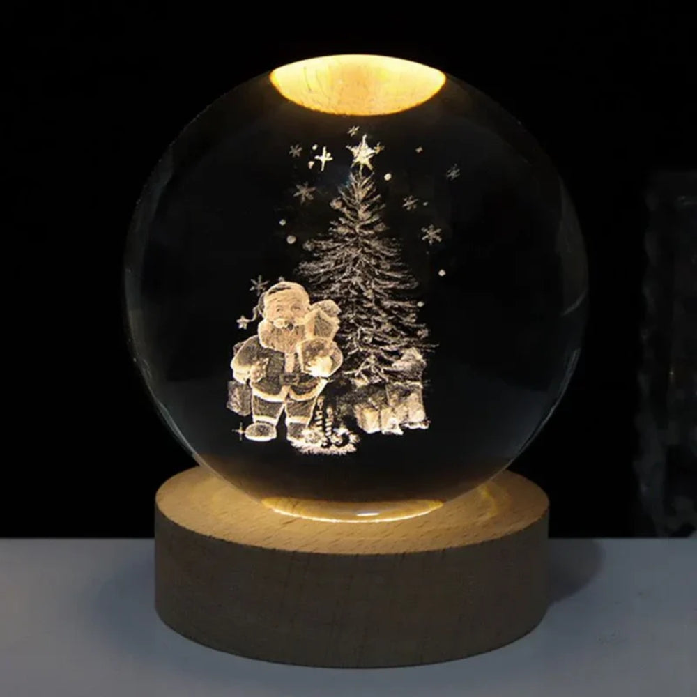 Leuchtende Kristallkugel-LED-Tischlampe – 3D-Graviertes Nachtlicht