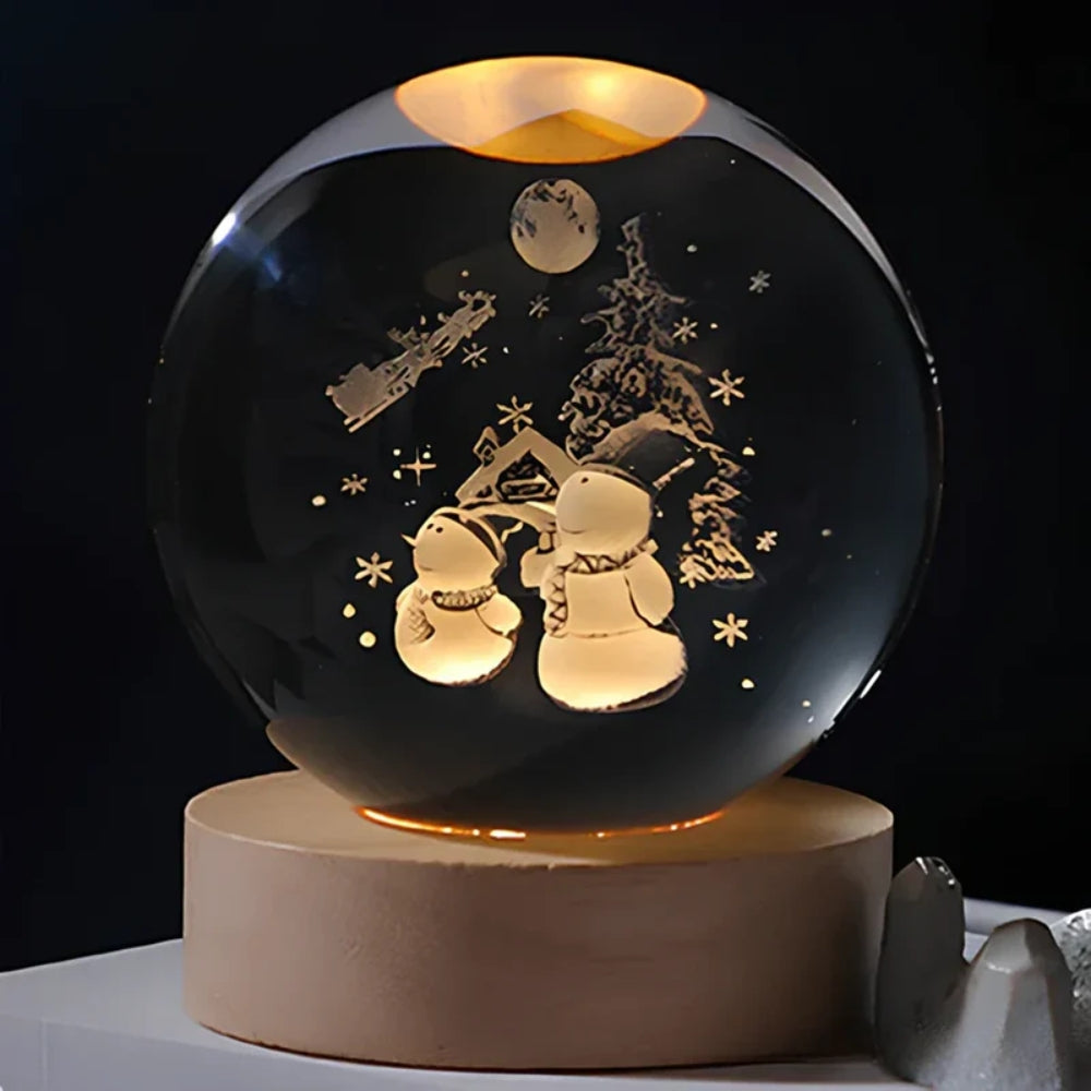 Leuchtende Kristallkugel-LED-Tischlampe – 3D-Graviertes Nachtlicht
