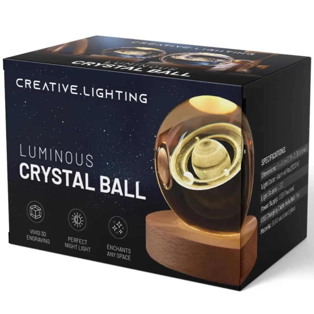 Leuchtende Kristallkugel-LED-Tischlampe – 3D-Graviertes Nachtlicht