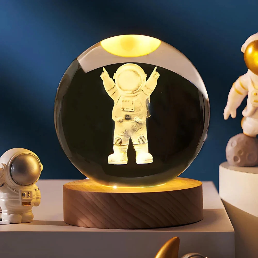 Leuchtende Kristallkugel-LED-Tischlampe – 3D-Graviertes Nachtlicht
