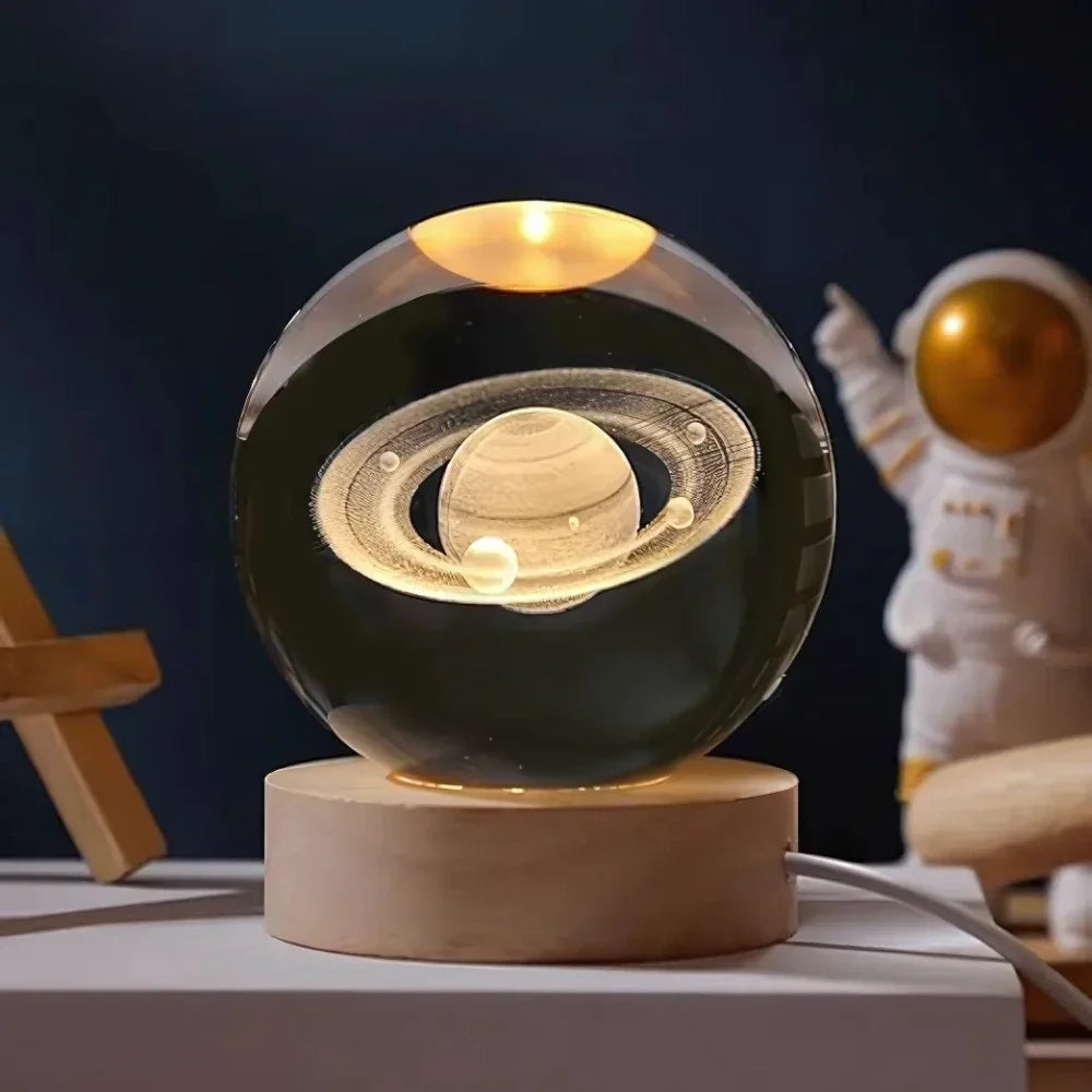 Leuchtende Kristallkugel-LED-Tischlampe – 3D-Graviertes Nachtlicht