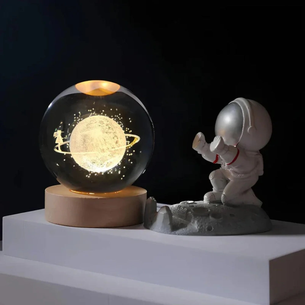 Leuchtende Kristallkugel-LED-Tischlampe – 3D-Graviertes Nachtlicht