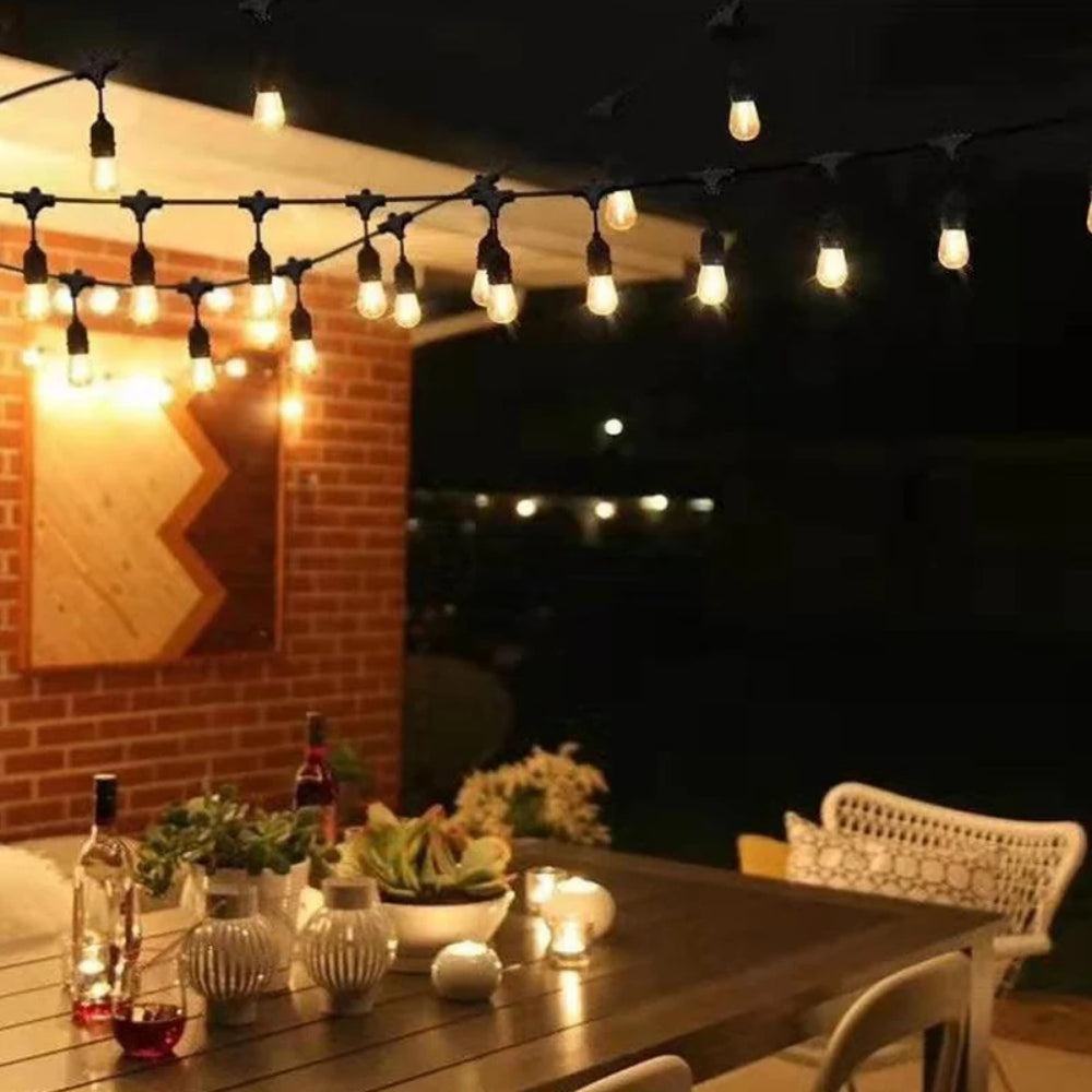 Lichterkette für draußen - wetterfeste Bistro-Beleuchtung mit weichem, warmem Licht
