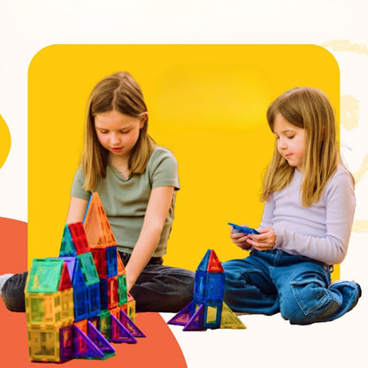 Magnetische Bauklötze - 60-teiliges Bauset mit Aufbewahrungstasche für Kinder