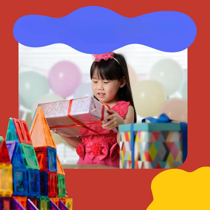 Magnetische Bauklötze - 60-teiliges Bauset mit Aufbewahrungstasche für Kinder