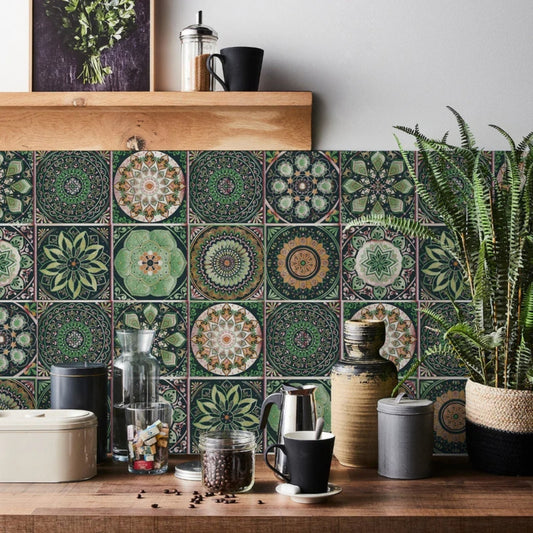 Mandala-Stil Fliesenaufkleber – 24-teiliges Set für Wände & Rückwände