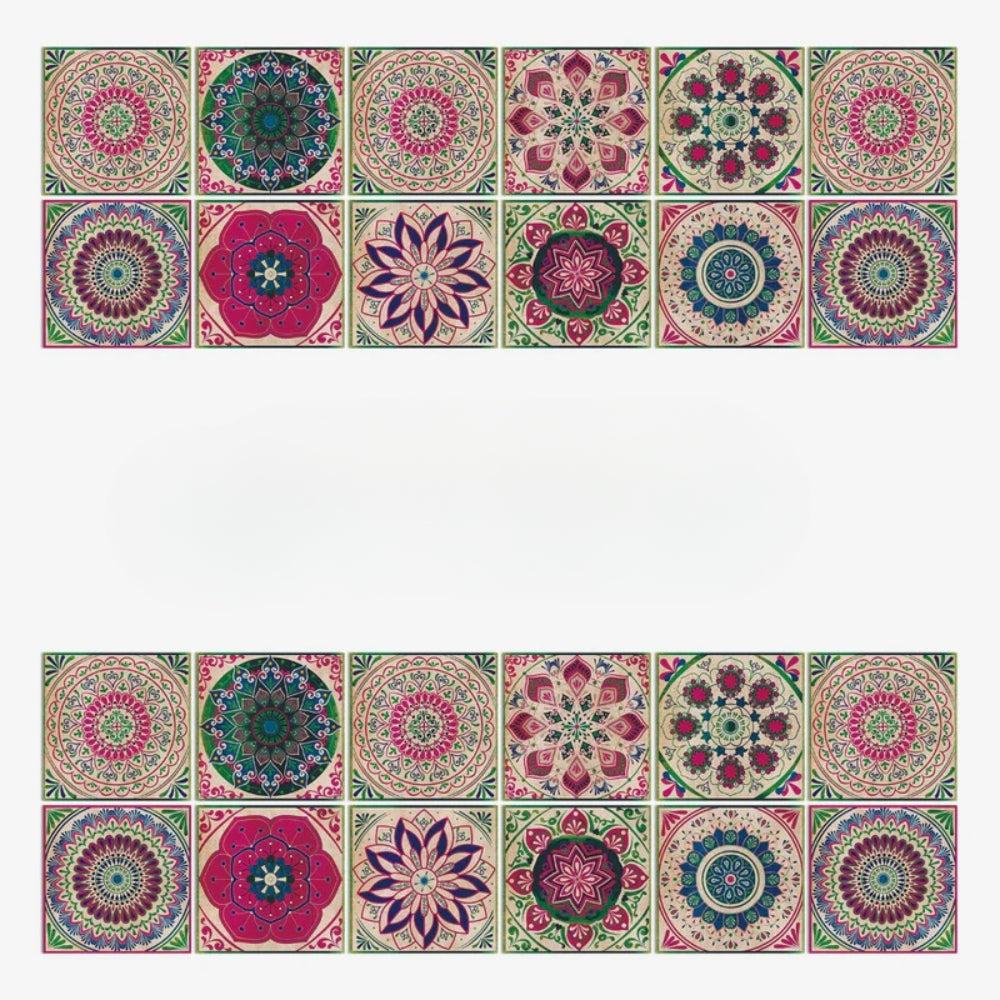 Mandala-Stil Fliesenaufkleber – 24-teiliges Set für Wände & Rückwände