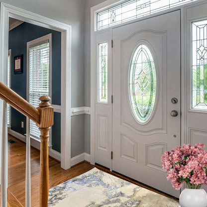 Metallischer Silber-Marmoreffekt-Teppich - reflektierendes Muster für den Innenbereich