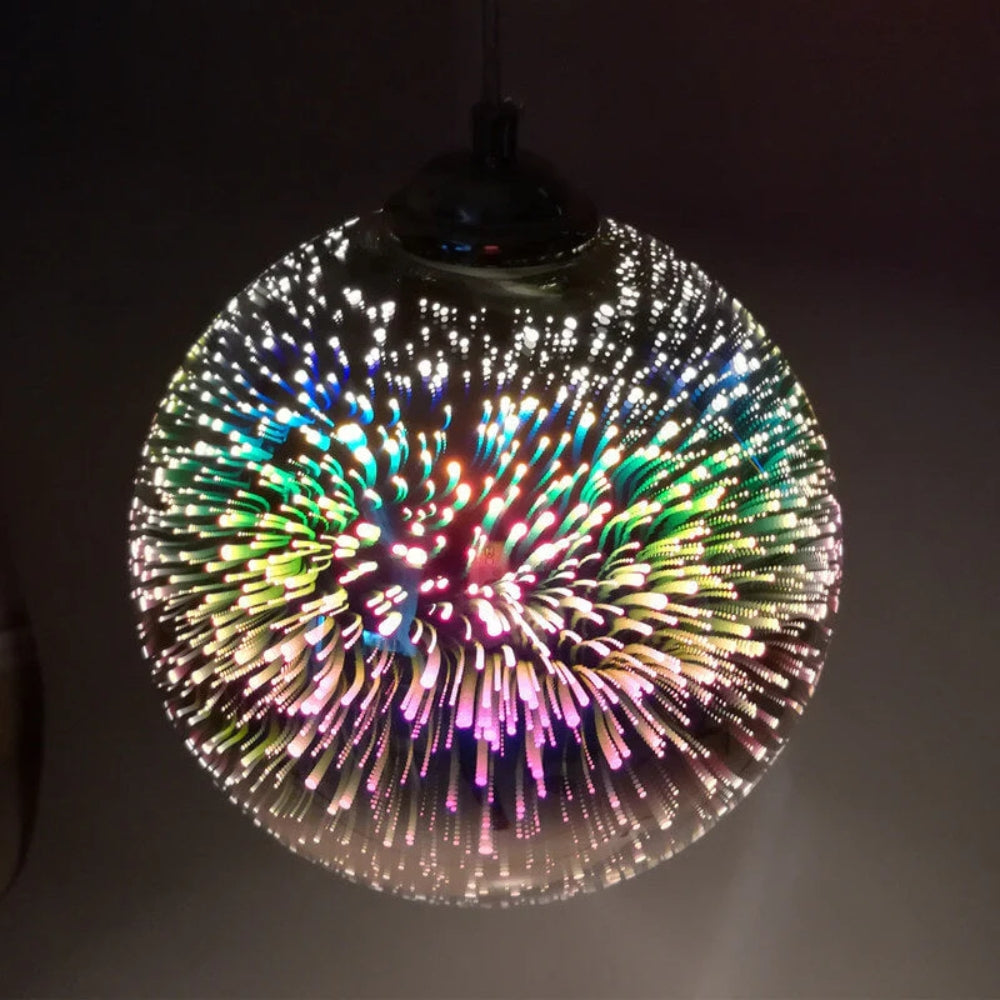 Moderne 3D-Feuerwerksglas-Pendelleuchte – Farbiger Kuppelschirm