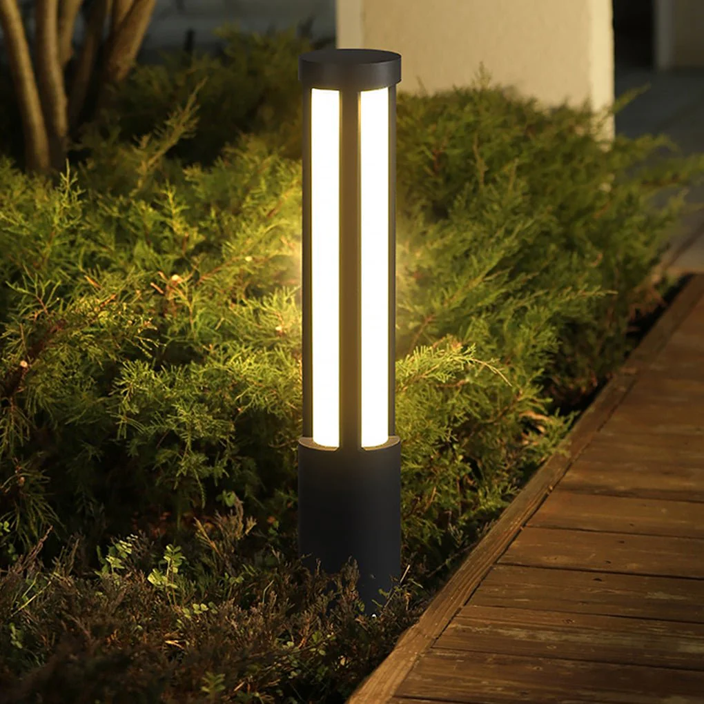 Moderne Außenbereich-Pollerleuchte – Schwarze Zylinderförmige LED-Stehlampen