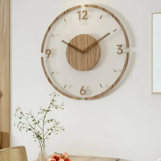 Moderne Wanduhr - Stiller Quarz-Zeitmesser mit Holzakzent