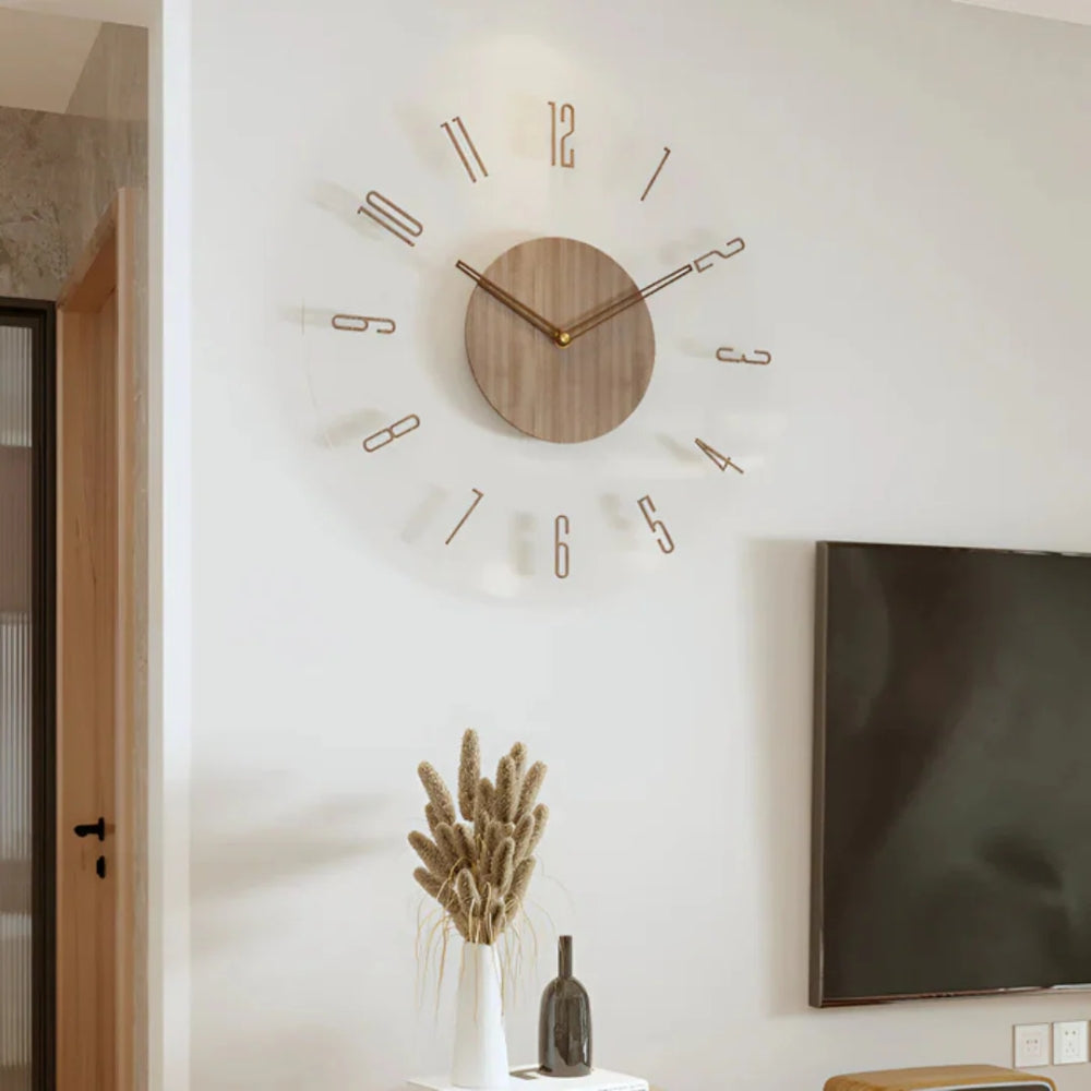 Moderne Wanduhr - Stiller Quarz-Zeitmesser mit Holzakzent