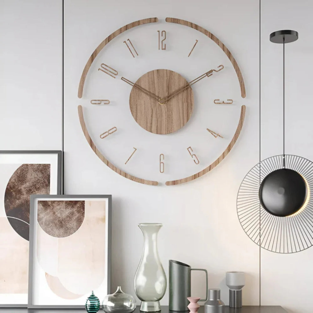 Moderne Wanduhr - Stiller Quarz-Zeitmesser mit Holzakzent