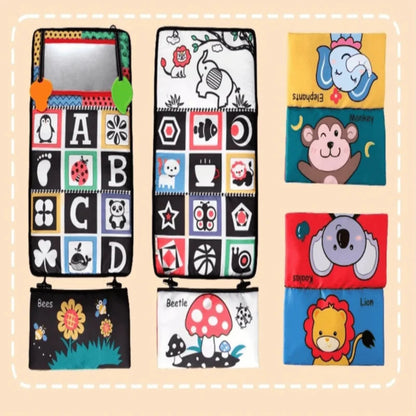 Neugeborenes Entwicklungsspielzeug - Knitterbuch, Spiegel und Formen in einem für Baby