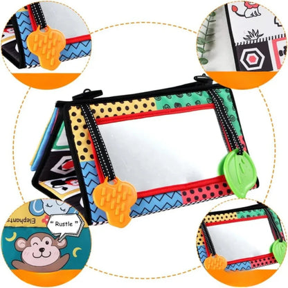 Neugeborenes Entwicklungsspielzeug - Knitterbuch, Spiegel und Formen in einem für Baby