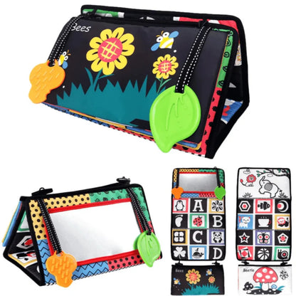 Neugeborenes Entwicklungsspielzeug - Knitterbuch, Spiegel und Formen in einem für Baby