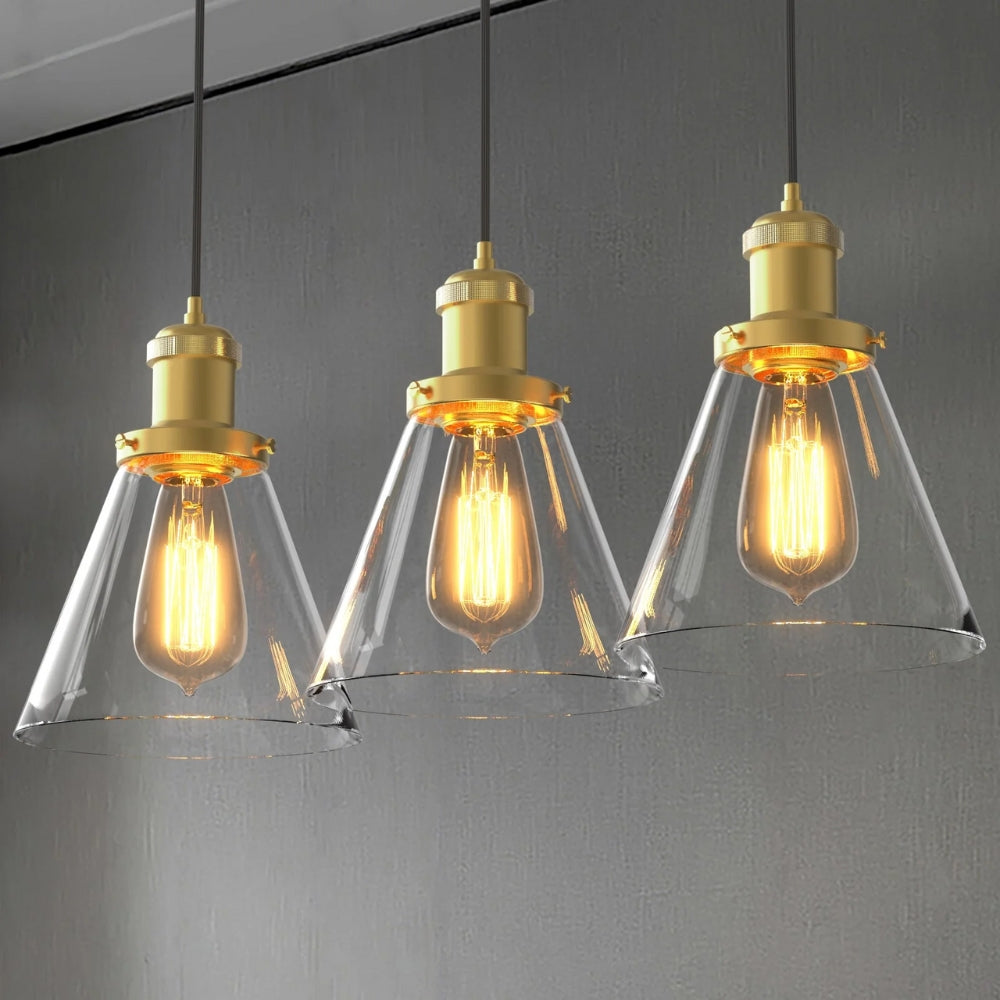 3er packen Pendelleuchten im Peny-Stil - Glasschirme mit dimmbaren LED-Lampen
