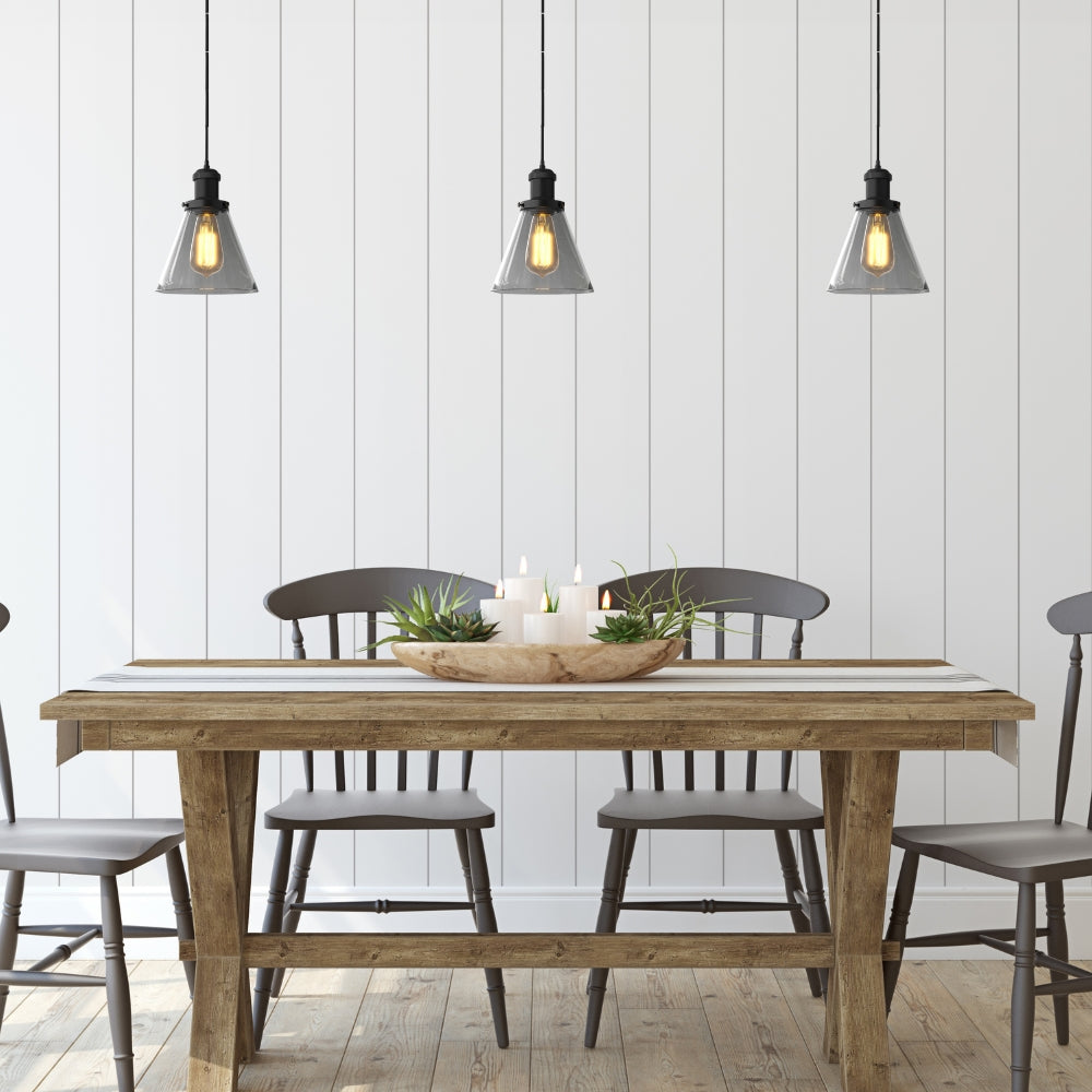 3er packen Pendelleuchten im Peny-Stil - Glasschirme mit dimmbaren LED-Lampen