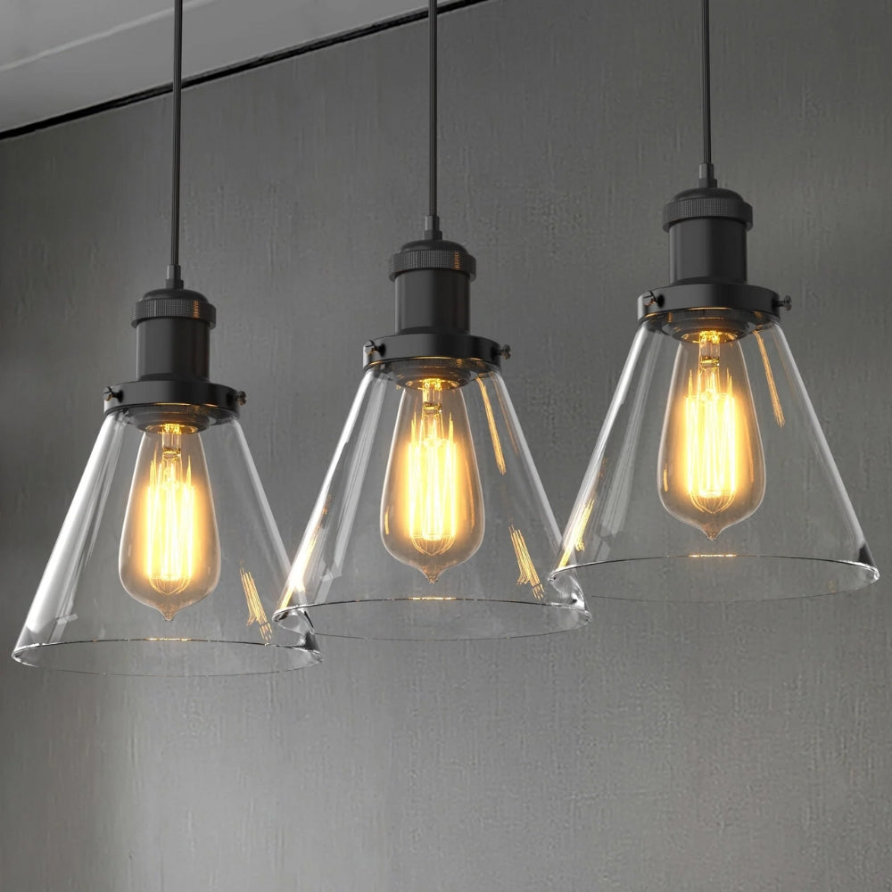 3er packen Pendelleuchten im Peny-Stil - Glasschirme mit dimmbaren LED-Lampen