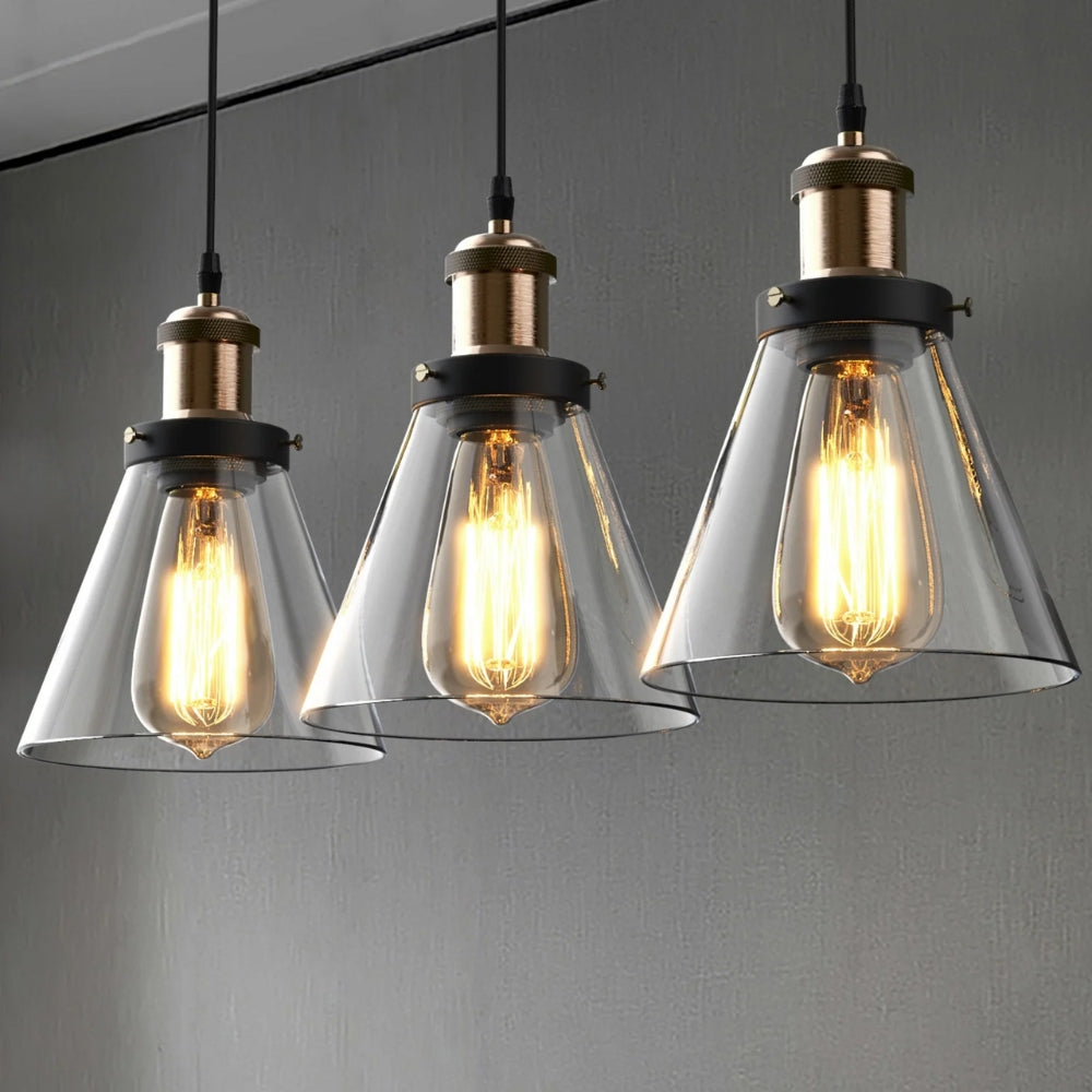 3er packen Pendelleuchten im Peny-Stil - Glasschirme mit dimmbaren LED-Lampen