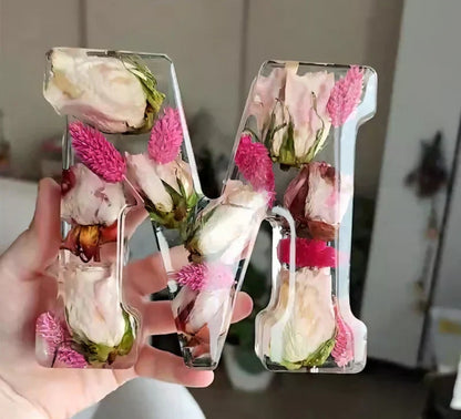 Personalisierte Brief Nachtlicht - getrocknete Blume LED-Tischlampe