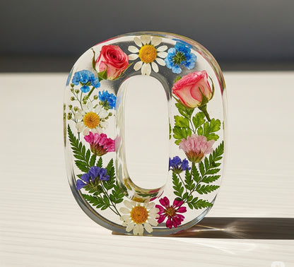 Personalisierte Brief Nachtlicht - getrocknete Blume LED-Tischlampe