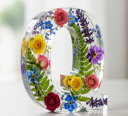 Personalisierte Brief Nachtlicht - getrocknete Blume LED-Tischlampe