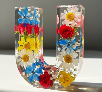 Personalisierte Brief Nachtlicht - getrocknete Blume LED-Tischlampe