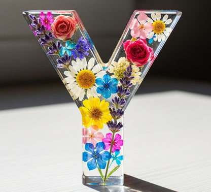 Personalisierte Brief Nachtlicht - getrocknete Blume LED-Tischlampe