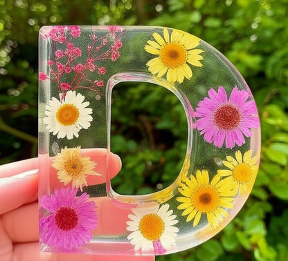 Personalisierte Brief Nachtlicht - getrocknete Blume LED-Tischlampe