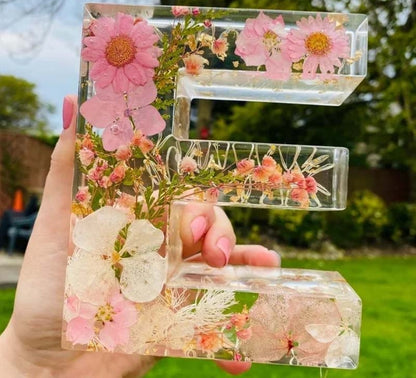 Personalisierte Brief Nachtlicht - getrocknete Blume LED-Tischlampe